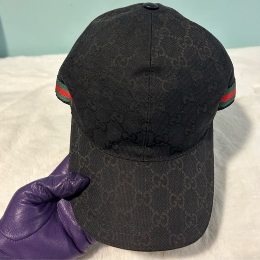 Gucci Black Hat with Red and Green Accents